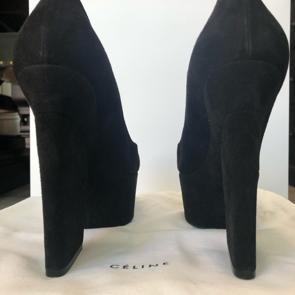 Celine Black Platform chunky heal blk suede - Picture 3 of 7